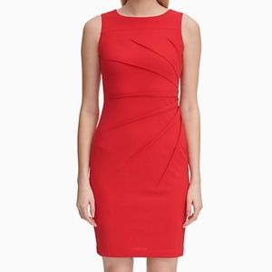 Red Calvin Klein Sunburst Sheath Dress